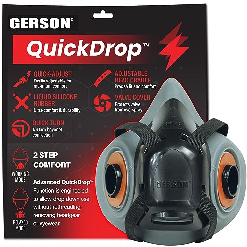 GERSON Drop Down Respirator Mask - 9500 Series QuickDrop Half Mask Respirator, Reusable