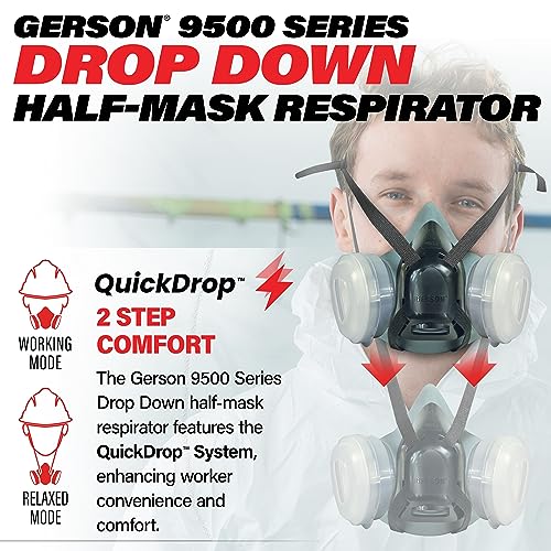 GERSON Drop Down Respirator Mask - 9500 Series QuickDrop Half Mask Respirator, Reusable