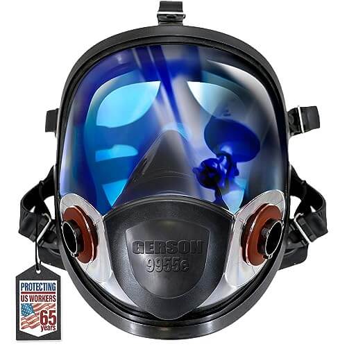 GERSON Full Face Respirator Mask - Panoramic Lens, Silicone, Reusable, 9955 One Size