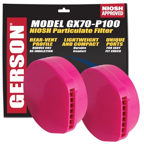 GERSON Filters for Respirator Mask - GX70 P100 Respirator Cartridges for Full or Half Masks, 2 Pack