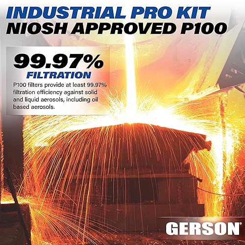 GERSON Industrial P100 Respirator Kit Welding, Silica & Concrete Dust, Mold