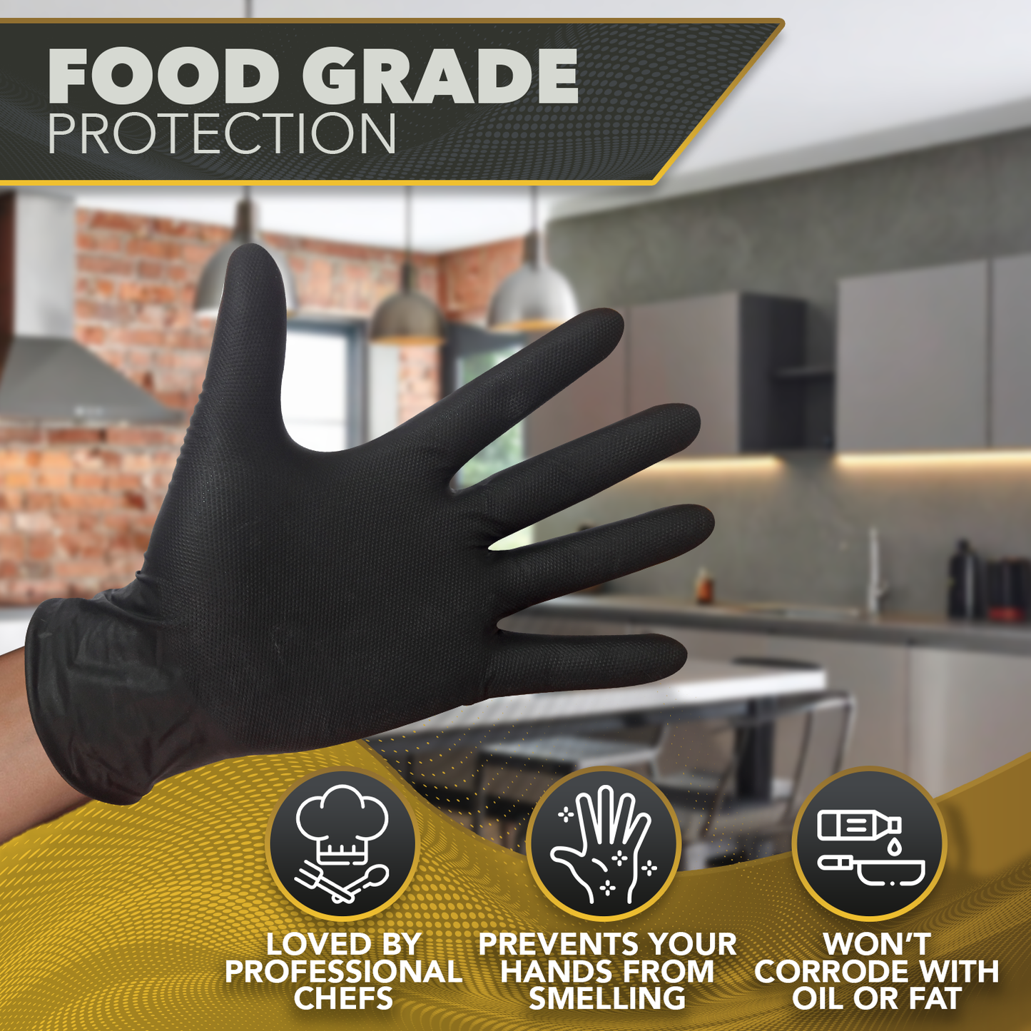 DAWG Black Nitrile Gloves, Disposable, Latex Free, Diamond Grip, Powder Free, Professional Grade