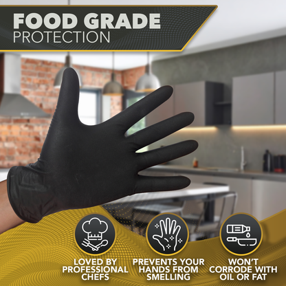 DAWG Black Nitrile Gloves, Disposable, Latex Free, Diamond Grip, Powder Free, Professional Grade