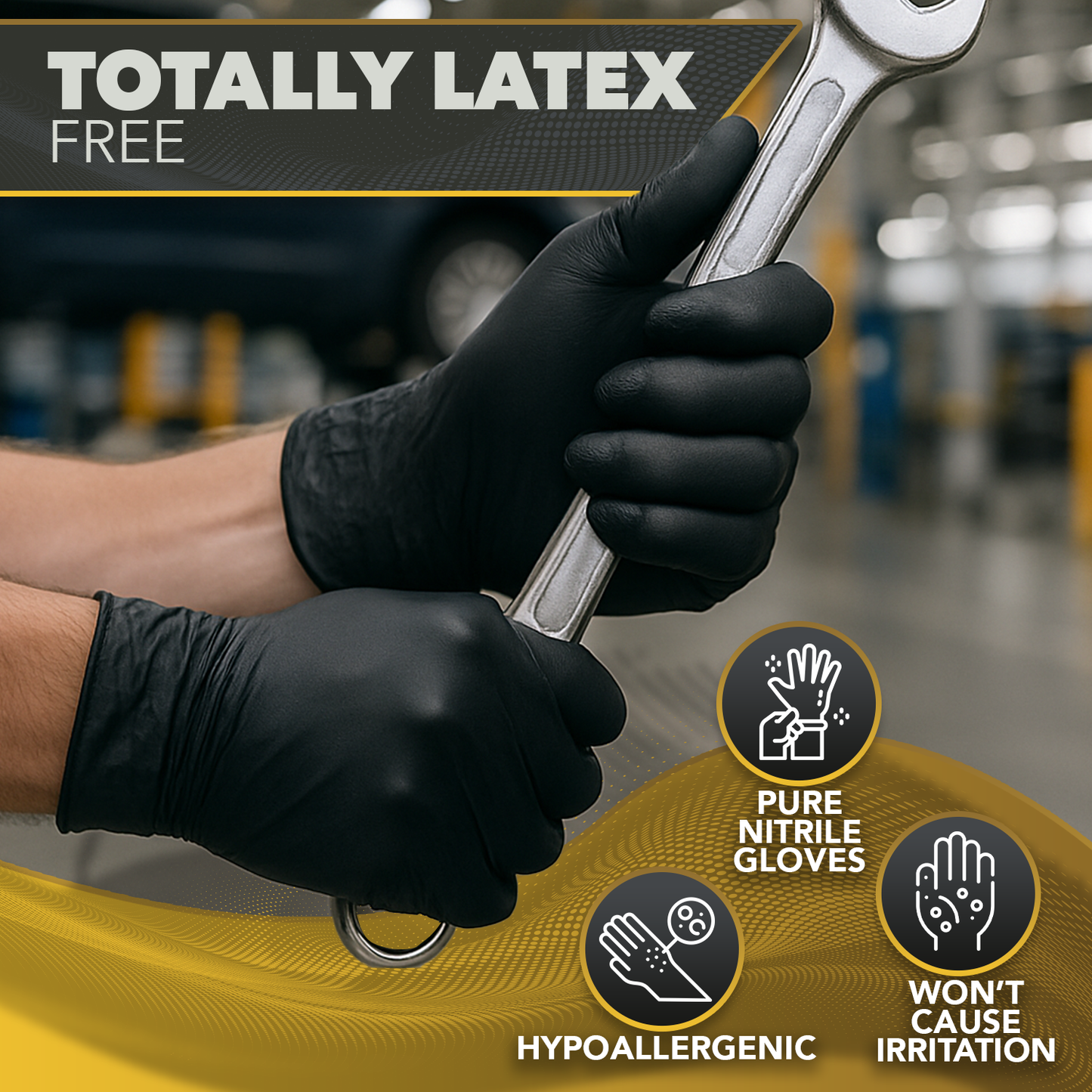 DAWG Black Nitrile Gloves, Disposable, Latex Free, Diamond Grip, Powder Free, Professional Grade