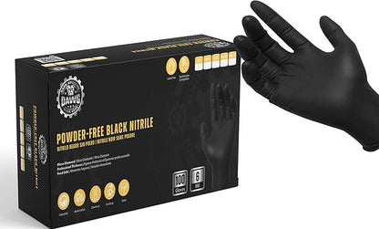 DAWG Black Nitrile Gloves, Disposable, Latex Free, Diamond Grip, Powder Free, Professional Grade