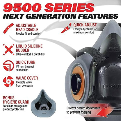 GERSON Drop Down Respirator Mask - 9500 Series QuickDrop Half Mask Respirator, Reusable