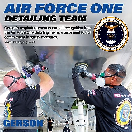 GERSON Full Face Respirator Mask - Panoramic Lens, Filters and Cartridges, Silicone, Reusable, 9955