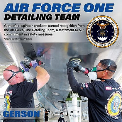 GERSON Full Face Respirator Mask Kit- Respirator with Pancake Filters, Pads, Cartridges & Retainers