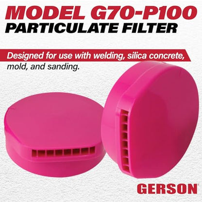 GERSON Filters for Respirator Mask - GX70 P100 Respirator Cartridges for Full or Half Masks, 2 Pack